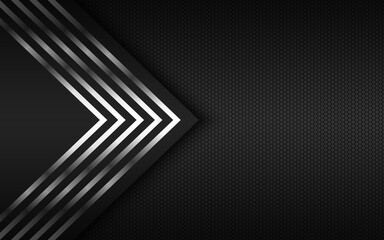Modern technology background with silver arrows and polygonal grid. Abstract metal widescreen background