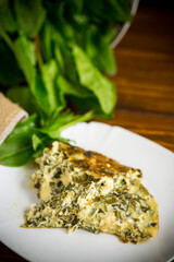 fried egg omelet with spring sorrel inside