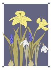 Fototapeta na wymiar Hand drawn spring flowers