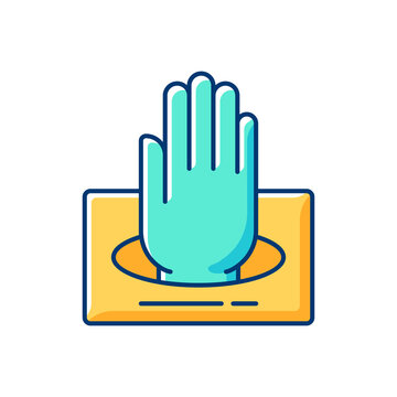 teal hand emerging from yellow box clip art preview