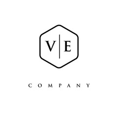 initial VE logo design vector