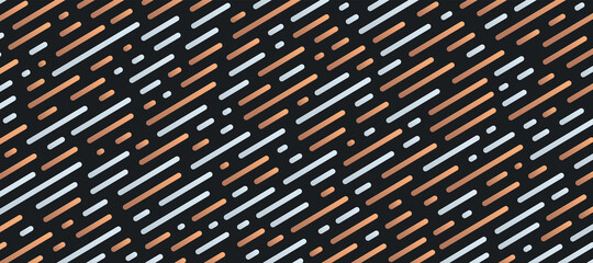 Dynamic bronze and silver color round diagonal stripes on black background. Abstract white, gold and black color backdrop. Modern banner web template design. Futuristic technology style. Vector EPS10