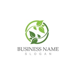 Logos of green Tree leaf ecology