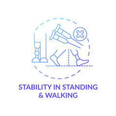 Stability in standing and walking concept icon. Standing with equal weight-bearing idea thin line illustration. Postural stability. Resting, running. Vector isolated outline RGB color drawing