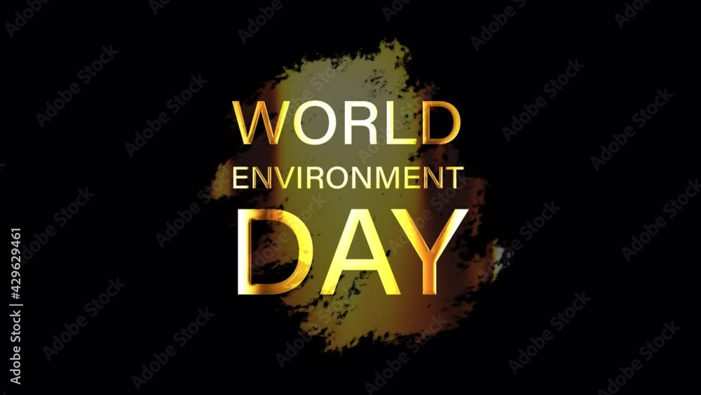 Poster world environment day golden badge text loop animation. 4k 3d illustration of world environment day 
