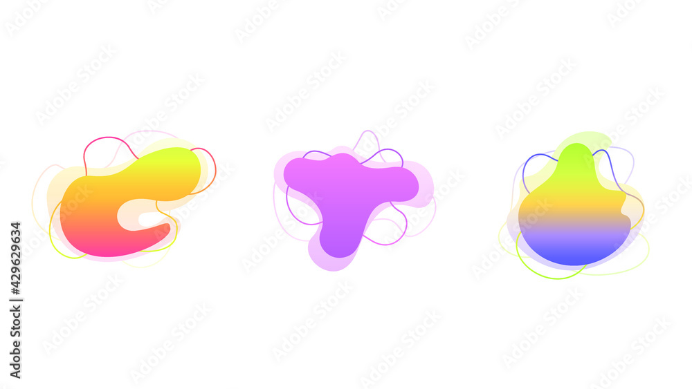Poster abstract set liquid color collection geometric shapes fluid gradient dynamic elements banner logo ve