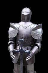 Medieval knight armor - isolated on black