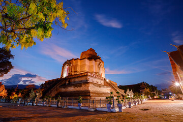 Wat Chedi Luang Temple in Chiang Mai, Thailand.