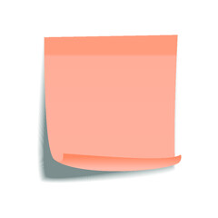 Realistic orange sticky note with shadow isolated on a white background