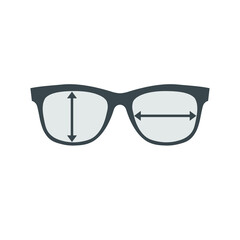 Fototapeta premium Glasses for eye. Propereties size icon and vector.