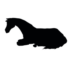 Vector hand drawn laying horse silhouette isolated on white background