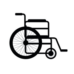 Fototapeta na wymiar Vector flat wheelchair silhouette isolated on white background