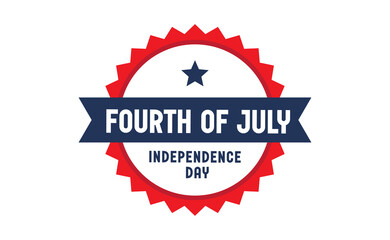 Fourth of July celebration emblem. Happy independence day. United states of America patriotic symbol. American flag colors.