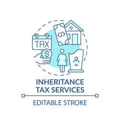 Inheritance tax services concept icon. Wealth management service idea thin line illustration. Leaving heirs money. Inheritance value. Vector isolated outline RGB color drawing. Editable stroke