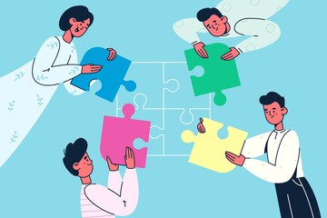 Teamwork, cooperation, collaboration concept.