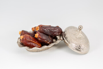 dried date  fruit on white background