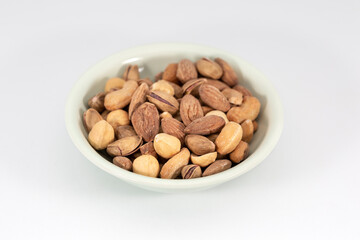 mixed nuts on white background