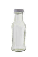 Glass bottle with a metal lid. Isolated on a white background.