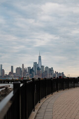 Fototapeta na wymiar Lower Manhattan from Hoboken, NJ on a cloudy afternoon
