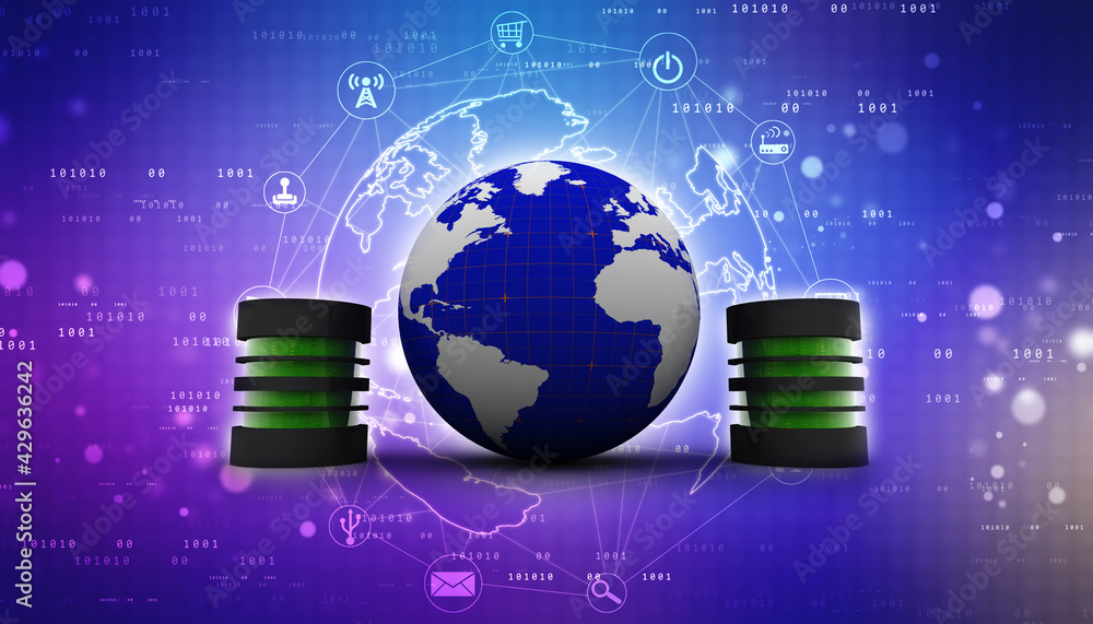 Poster 3d rendering database storage data base