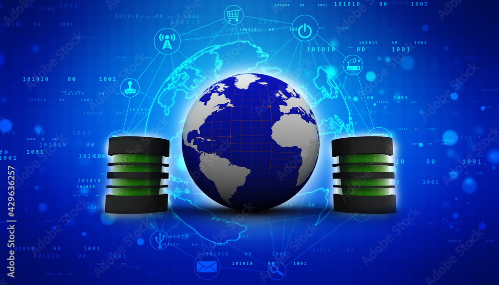 Poster 3d rendering database storage data base