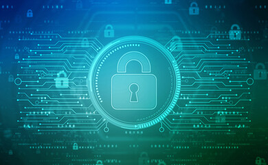 2d illustration Safety concept: Closed Padlock on digital background
