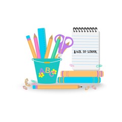 Set of rulers and protractor, back to school concept. Pencil, stationery iterms for schooling. Vector illustration, isolated objects.
