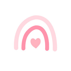 Vector hand drawn doodle sketch pink boho rainbow isolated on white background