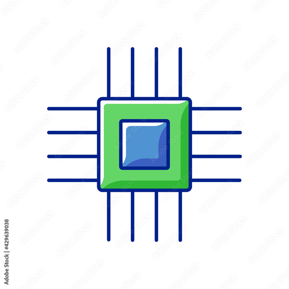 Poster electronic micro parts rgb color icon. small electronic components to make modern smart systems circ
