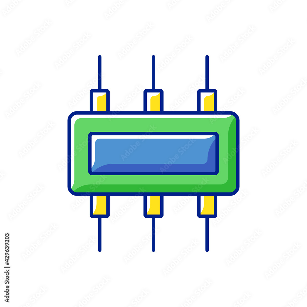 Poster connector rgb color icon. electromechanical device used to connect electrical conductors and create 