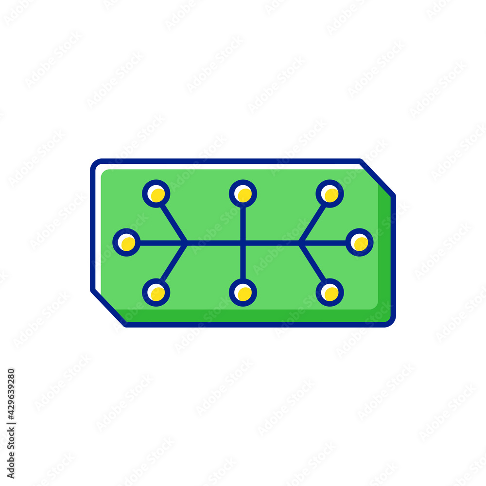 Poster electrical computer parts rgb color icon. parts in electronic system used to affect and control elec