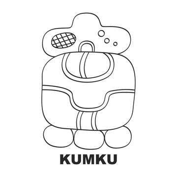 Vector icon with Glyph from Maya Haab calendar. Calendar month symbol Kumku