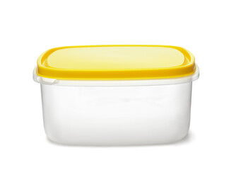 Front view of reusable plastic food container