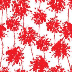 buds of lush fluffy flowers branches of dandelions and wild flowers seamless vector pattern