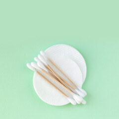 Bamboo eco cotton swabs and cotton pads for personal hygiene