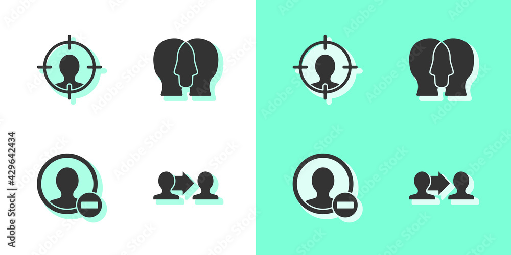 Poster set project team base, head hunting, create account screen and icon. vector