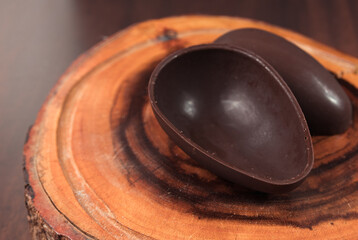 Chocolate Easter Egg filled with brigadeiro (brigadier), Goumert egg chocolate tradition in Brazil.