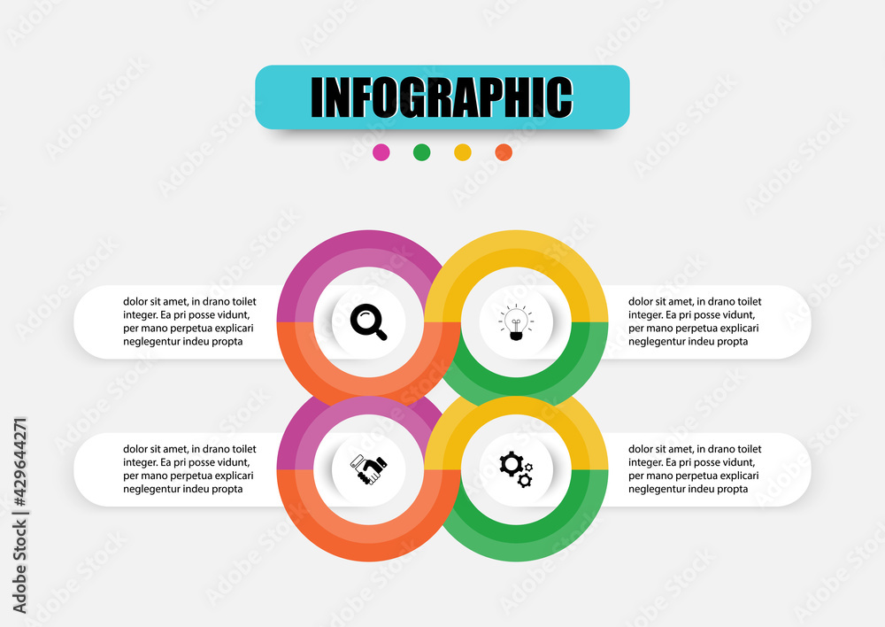 Fototapete circular business infographic presentation template 4 options. concept planning vector design templa