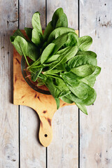 Green spinach leaves.