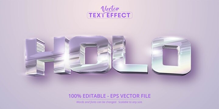 Holo text effect, editable holographic iridescent color wrinkled foil text style