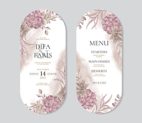 Beautiful wedding invitation card template with vintage watercolor floral frame
