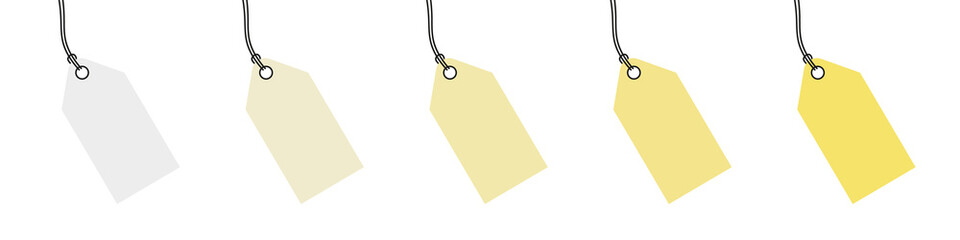 Price tags icons. Paper labels set. Yellow template tag icons. Vector illustration
