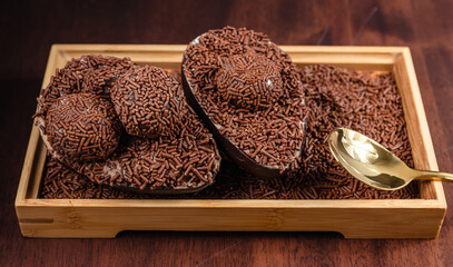 Chocolate Easter Egg filled with brigadeiro (brigadier), Goumert egg chocolate tradition in Brazil....