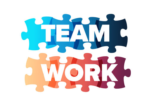 Teamwork Lettering Template Made from Puzzle Pieces