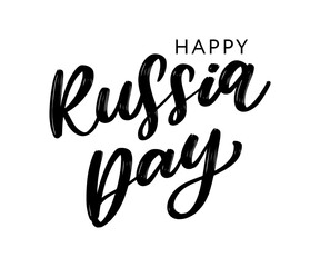 Day of Russia, June 12. Vector illustration. Flag in the shape of a heart from smears of white, blue and red ink. Great holiday gift card. Lettering and calligraphy in Russian.