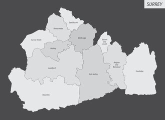 Surrey county administrative map