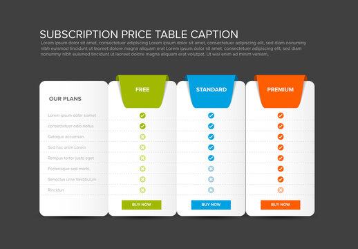 Products Service Feature Compare List Table Template