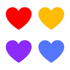 Set of various color heart shape vector illustration on white background for love symbol, logo, buttons, icon