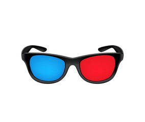 Black plastic 3D glasses for the cinema. Vector illustration