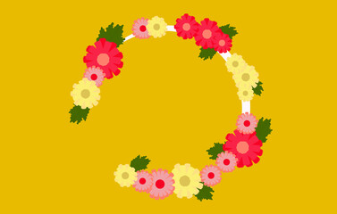 Greeting card background illustration with flower frame